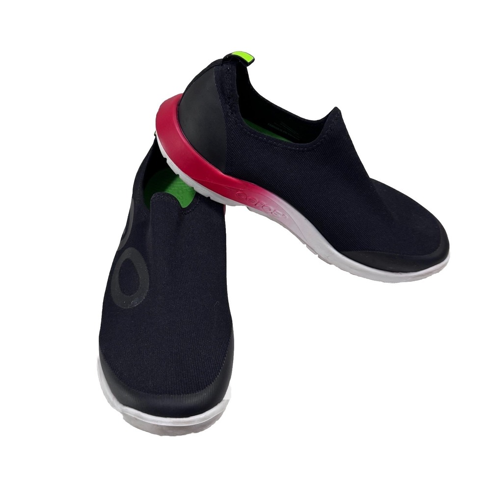 OOFOS OOmg Eezee Black / White / Red Slip On Sneakers EU 43.5 US 10.5 Men's